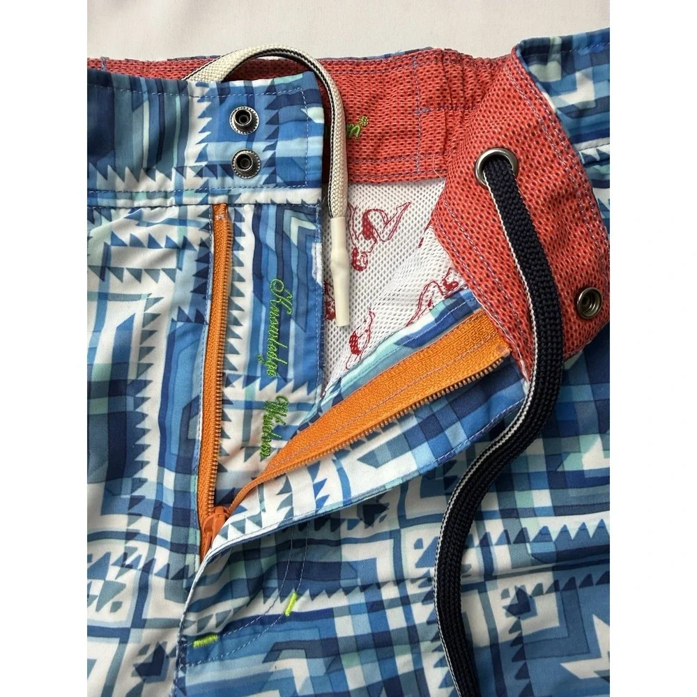 Robert Graham Swim Trunks 34 Geometric Print Classic Fit Luxury Beach Resort